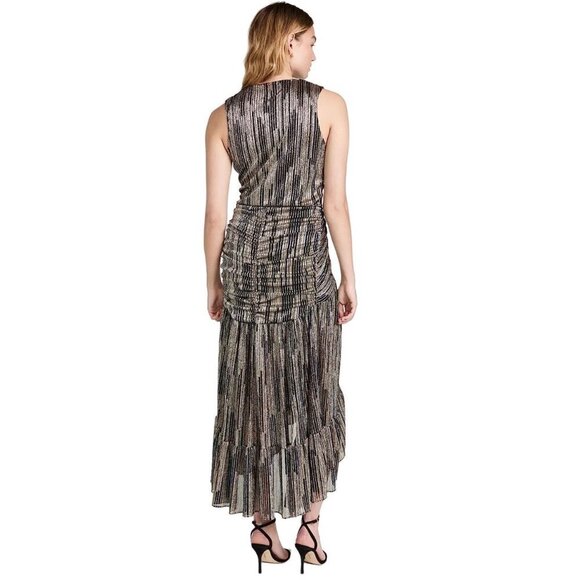 Misa Los Angeles Ava Metallic Stripe Midi Dress Size S - Picture 11 of 12